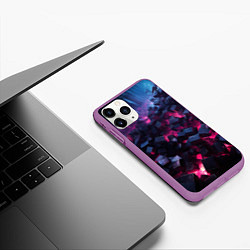 Чехол iPhone 11 Pro матовый Фиолетовые кубы в фиолетовом дыме, цвет: 3D-фиолетовый — фото 2