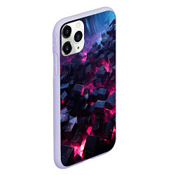 Чехол iPhone 11 Pro матовый Фиолетовые кубы в фиолетовом дыме, цвет: 3D-светло-сиреневый — фото 2