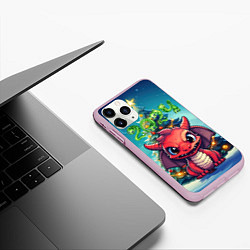 Чехол iPhone 11 Pro матовый Красный злой дракошка, цвет: 3D-розовый — фото 2
