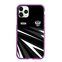 Чехол iPhone 11 Pro матовый Russia - black and white geometry, цвет: 3D-фиолетовый