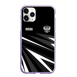 Чехол iPhone 11 Pro матовый Russia - black and white geometry