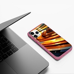 Чехол iPhone 11 Pro матовый Абстрактная дорога, цвет: 3D-малиновый — фото 2