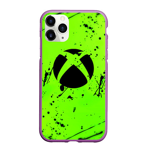 Чехол iPhone 11 Pro матовый Xbox кислотный стиль / 3D-Фиолетовый – фото 1