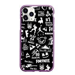 Чехол iPhone 11 Pro матовый Fortnite alllogo black