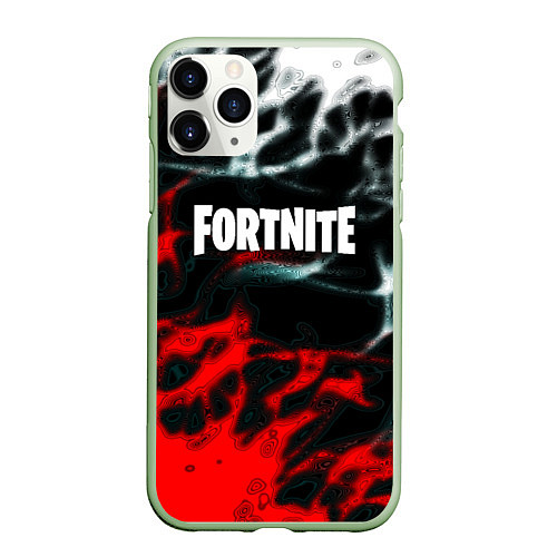 Чехол iPhone 11 Pro матовый Fortnite flame abstract / 3D-Салатовый – фото 1