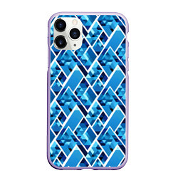 Чехол iPhone 11 Pro матовый Синие треугольники и белые полосы