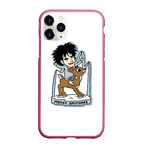 Чехол iPhone 11 Pro матовый The Cure - Robert Smith fun / 3D-Малиновый – фото 1