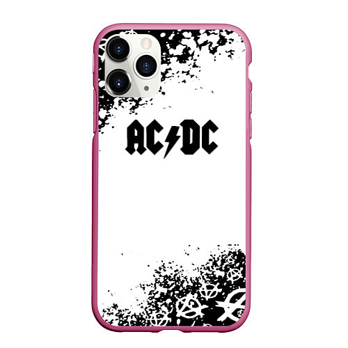 Чехол iPhone 11 Pro матовый AC DC anarchy rock / 3D-Малиновый – фото 1