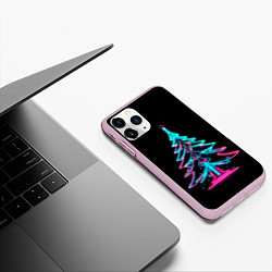 Чехол iPhone 11 Pro матовый Неоновая ёлка, цвет: 3D-розовый — фото 2