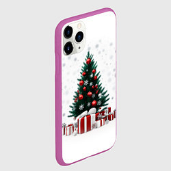 Чехол iPhone 11 Pro матовый Рождественская ель, цвет: 3D-фиолетовый — фото 2
