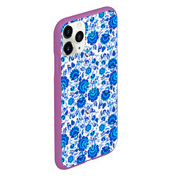 Чехол iPhone 11 Pro матовый Новогодняя гжельская роспись, цвет: 3D-фиолетовый — фото 2