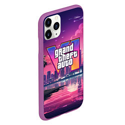 Чехол iPhone 11 Pro матовый GTA 6 nigh city, цвет: 3D-фиолетовый — фото 2