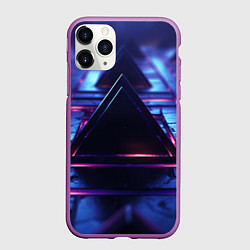Чехол iPhone 11 Pro матовый Неоновый абстрактный треугольник, цвет: 3D-фиолетовый