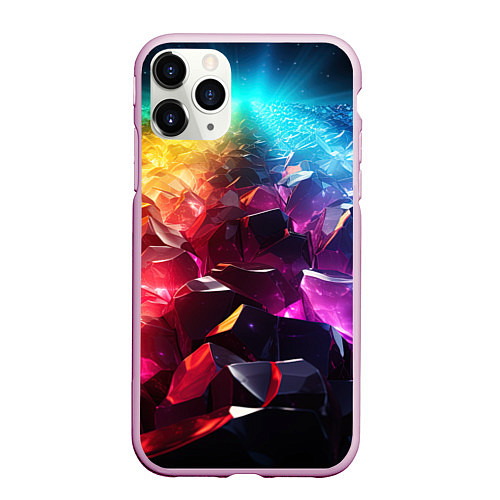 Чехол iPhone 11 Pro матовый Радужные блестящие камни / 3D-Розовый – фото 1