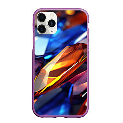 Чехол iPhone 11 Pro матовый Прозрачные блестящие камни, цвет: 3D-фиолетовый