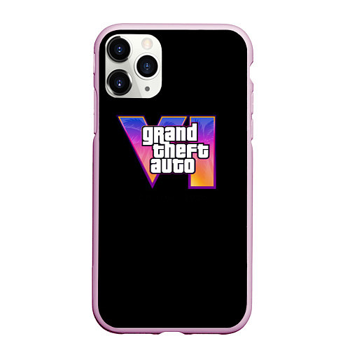 Чехол iPhone 11 Pro матовый Gta 6 logo / 3D-Розовый – фото 1