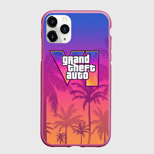 Чехол iPhone 11 Pro матовый GTA 6 official / 3D-Малиновый – фото 1