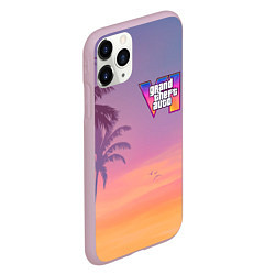 Чехол iPhone 11 Pro матовый Gta 6 пальмы и птицы, цвет: 3D-розовый — фото 2