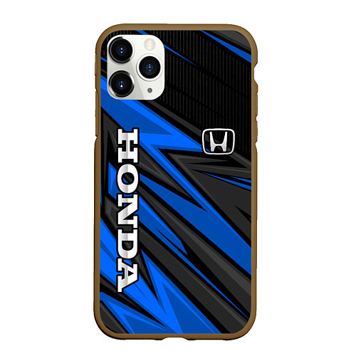 Чехол iPhone 11 Pro матовый Honda motors - синяя спортивная абстракция / 3D-Коричневый – фото 1