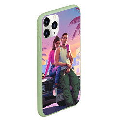 Чехол iPhone 11 Pro матовый Jason & Lucia - GTA 6 official art, цвет: 3D-салатовый — фото 2