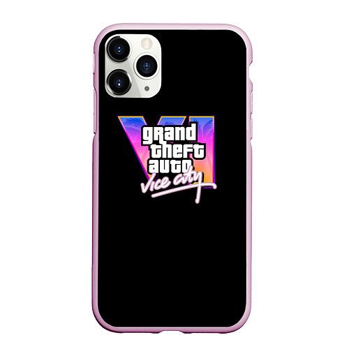 Чехол iPhone 11 Pro матовый Gta 6 vice city logo / 3D-Розовый – фото 1