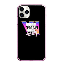 Чехол iPhone 11 Pro матовый Gta 6 vice city logo, цвет: 3D-розовый