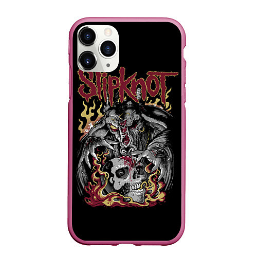 Чехол iPhone 11 Pro матовый Slipknot - злодей / 3D-Малиновый – фото 1