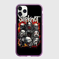 Чехол iPhone 11 Pro матовый Slipknot метал-группа, цвет: 3D-фиолетовый