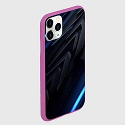Чехол iPhone 11 Pro матовый Синяя неоновая абстракция, цвет: 3D-фиолетовый — фото 2