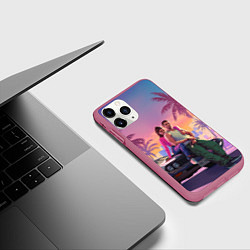 Чехол iPhone 11 Pro матовый Люсия с парнем gta 6, цвет: 3D-малиновый — фото 2