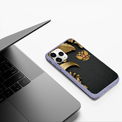 Чехол iPhone 11 Pro матовый Золотой герб России и объемные узоры, цвет: 3D-светло-сиреневый — фото 2