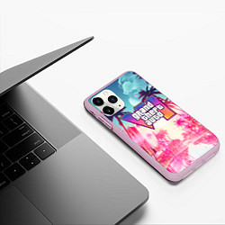 Чехол iPhone 11 Pro матовый Gta 6 logo vice city style, цвет: 3D-розовый — фото 2