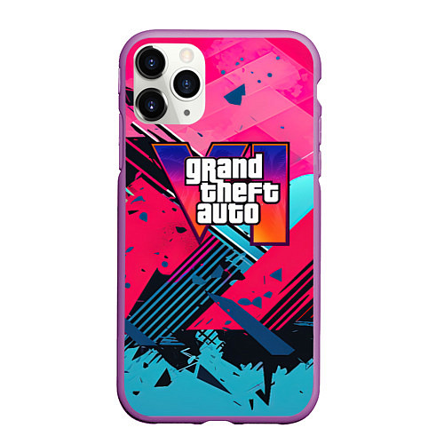 Чехол iPhone 11 Pro матовый Gta 6 abstract logo style / 3D-Фиолетовый – фото 1