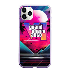 Чехол iPhone 11 Pro матовый GTA 80s style, цвет: 3D-светло-сиреневый