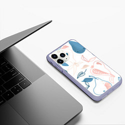 Чехол iPhone 11 Pro матовый Силуэты груш, цвет: 3D-светло-сиреневый — фото 2