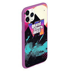 Чехол iPhone 11 Pro матовый GTA 6 logo retro, цвет: 3D-фиолетовый — фото 2