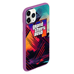 Чехол iPhone 11 Pro матовый GTA 6 abstract logo, цвет: 3D-фиолетовый — фото 2