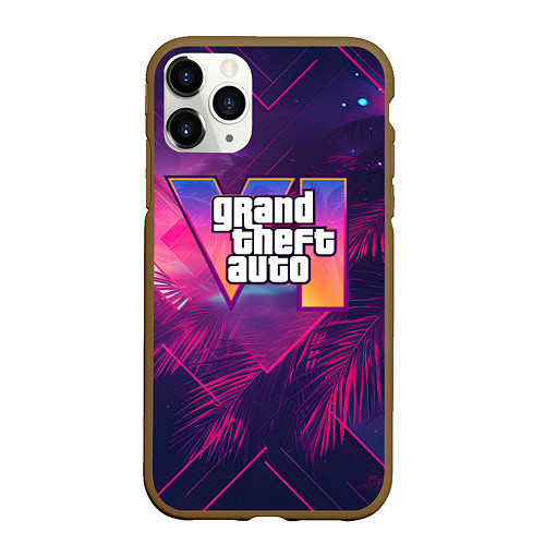 Чехол iPhone 11 Pro матовый GTA 6 summer logo / 3D-Коричневый – фото 1