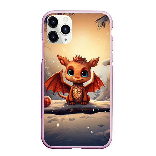 Чехол iPhone 11 Pro матовый Тайный повелитель елок дракон / 3D-Розовый – фото 1