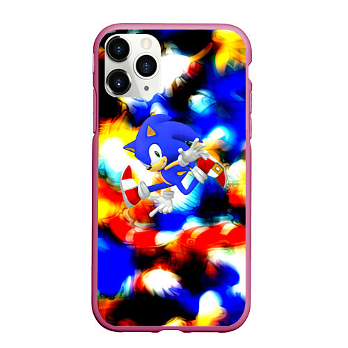 Чехол iPhone 11 Pro матовый Sonic colors / 3D-Малиновый – фото 1