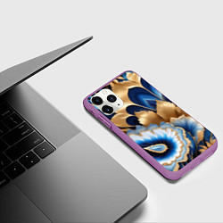 Чехол iPhone 11 Pro матовый Королевский синий с золотом, цвет: 3D-фиолетовый — фото 2