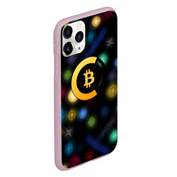 Чехол iPhone 11 Pro матовый Bitcoin logo criptomoney, цвет: 3D-розовый — фото 2