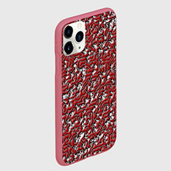 Чехол iPhone 11 Pro матовый Кожаный выпуклый рельеф, цвет: 3D-малиновый — фото 2