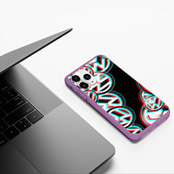 Чехол iPhone 11 Pro матовый Volkswagen glitch pattern, цвет: 3D-фиолетовый — фото 2