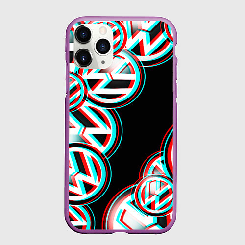Чехол iPhone 11 Pro матовый Volkswagen glitch pattern / 3D-Фиолетовый – фото 1