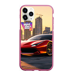 Чехол iPhone 11 Pro матовый GTA 6 Vice city, цвет: 3D-малиновый