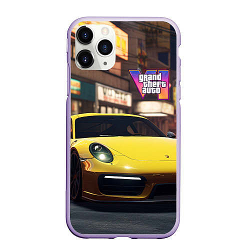 Чехол iPhone 11 Pro матовый GTA 6 porshe / 3D-Светло-сиреневый – фото 1