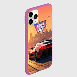 Чехол iPhone 11 Pro матовый GTA 6 авто вид сзади, цвет: 3D-фиолетовый — фото 2