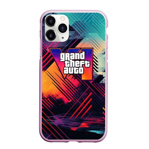 Чехол iPhone 11 Pro матовый GTA 6 аbstract logo / 3D-Розовый – фото 1