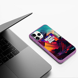 Чехол iPhone 11 Pro матовый GTA 6 аbstract logo, цвет: 3D-фиолетовый — фото 2